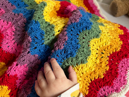 Organic Cotton Rainbow Baby Blanket Hand Knitted Stroller Cover Cotton Blanket Newborn Baby Shower Gift
