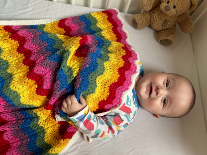 Organic Cotton Rainbow Baby Blanket Hand Knitted Stroller Cover Cotton Blanket Newborn Baby Shower Gift