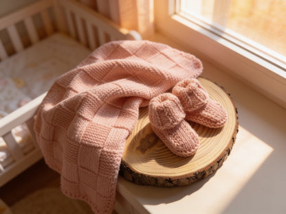Luxury Chunky Merino Wool Baby Blanket | Handmade in the UK | Soft & Breathable | Newborn Gift | Pink or Blue