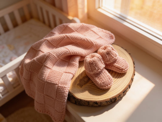Luxury Chunky Merino Wool Baby Blanket | Handmade in the UK | Soft & Breathable | Newborn Gift | Pink or Blue